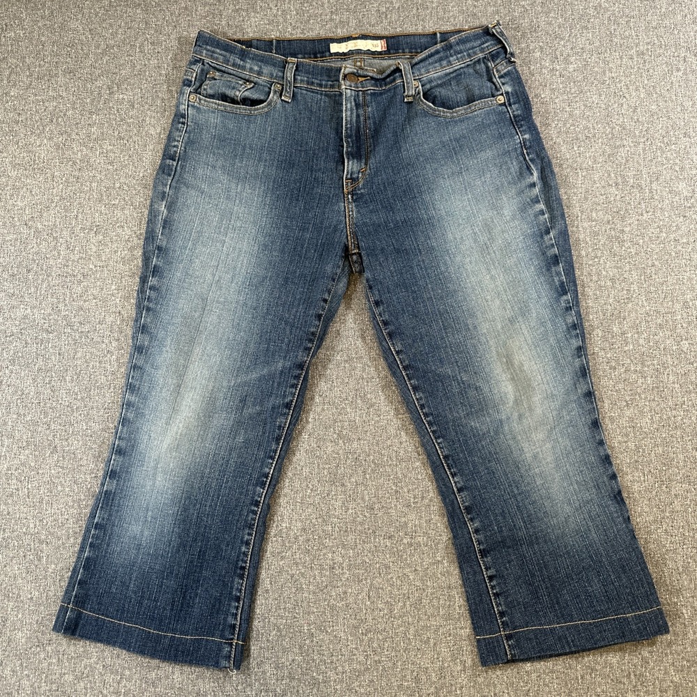 Levis 515 Bootcut Capri Cropped Jeans Womens 12M Stretch Denim Blue 32x21